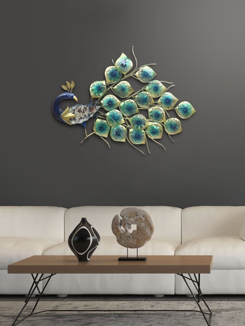 

Aapno Rajasthan Green & Gold-Toned Peacock Wall Decor