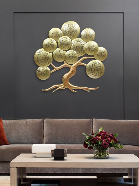 

Aapno Rajasthan Golden Japanese Tree Wall decor, Gold