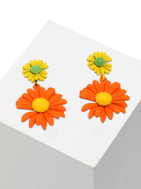 

AVANT-GARDE PARIS Yellow & Orange Floral Drop Earrings