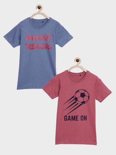 

SayItLoud Boys Blue & Red 2 Printed Cotton T-shirt