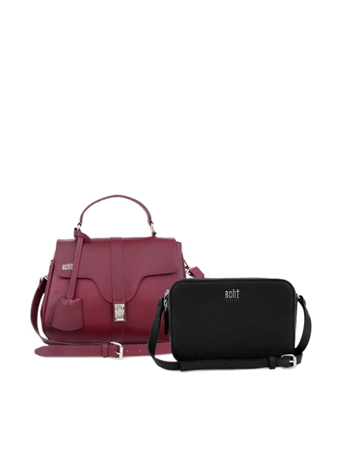 

echt Multicoloured Pack of 2 Leather Structured Satchel with Tasselled, Multi