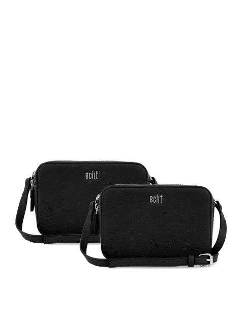 

echt Black Set Of 2 Leather Structured Sling Bag