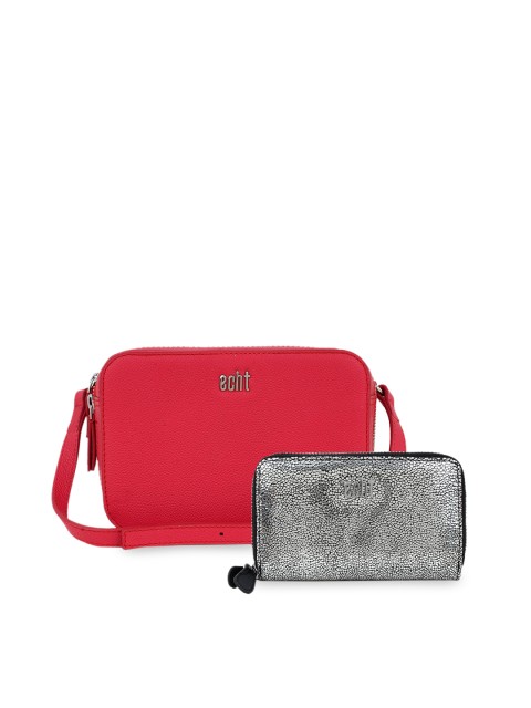 

echt Multicoloured Colourblocked Leather Structured Sling Bag with Tasselled, Multi