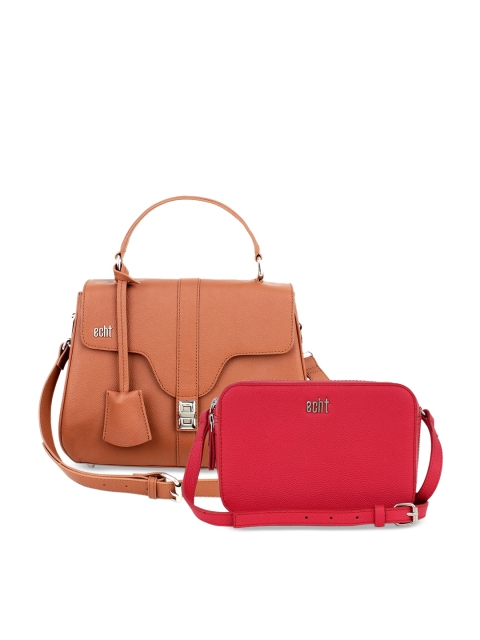 

echt Pack of 2 Leather Structured Bags, Brown