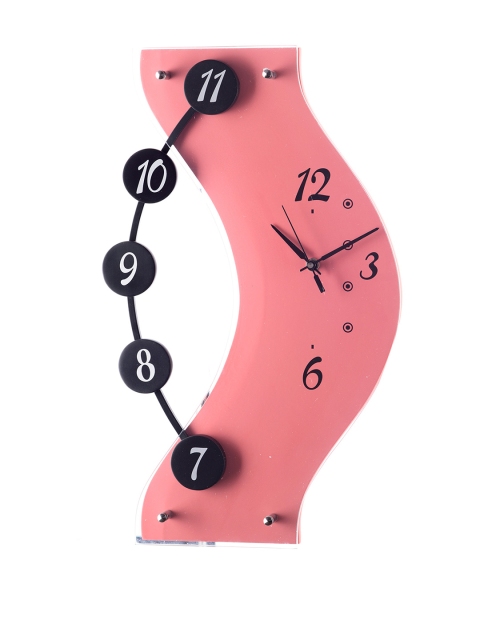 

eCraftIndia Pink 44.4 cm x 27.9 cm Analogue Wall Clock