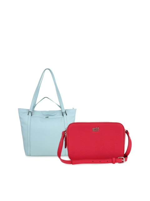 

echt Pack of 2 Leather Shopper Handheld Bag & Sling Bag, Blue