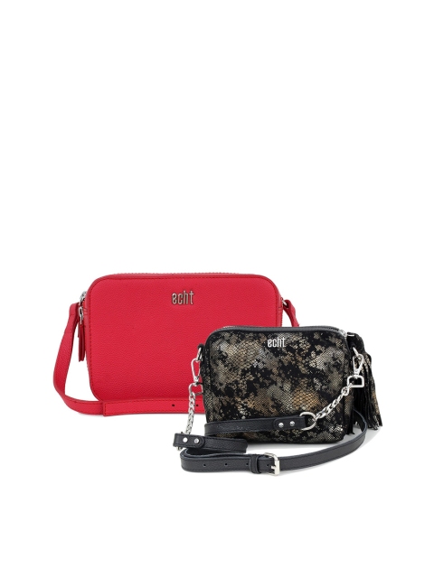 

echt Multicoloured Leather Structured Sling Bag with Tasselled, Multi