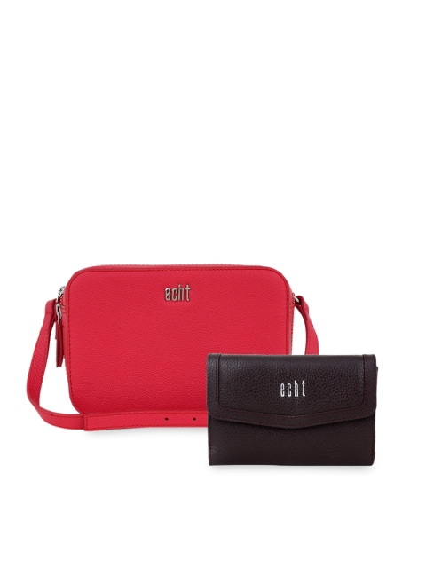 

echt Pack of 2 Leather Structured Bags, Red