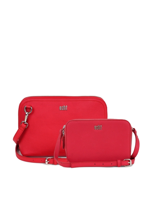 

echt Pack of 2 Red Leather Structured Sling Bags