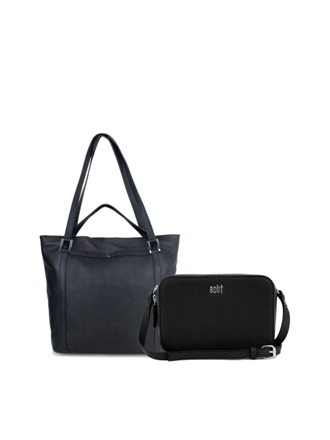 

echt Pack Of 2 Leather Oversized Structured Tote Bag & Sling Bag, Black