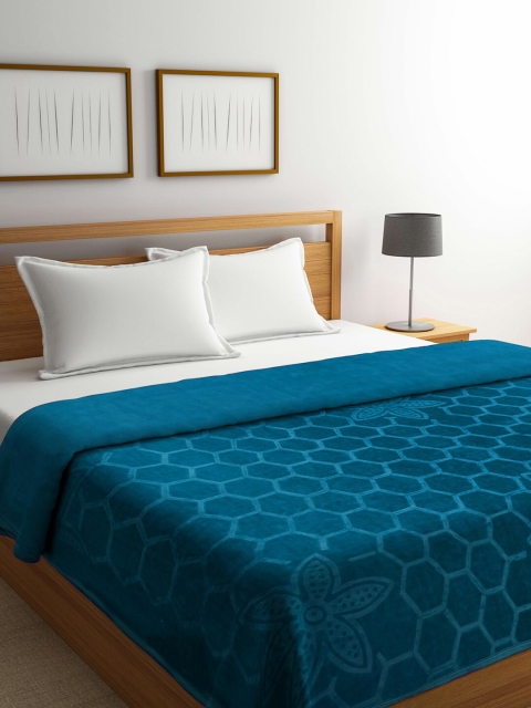 

KLOTTHE Blue Geometric Mild Winter 550 GSM Double Bed Blanket