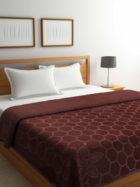 

KLOTTHE Brown Geometric Mild Winter 550 GSM Double Bed Blanket