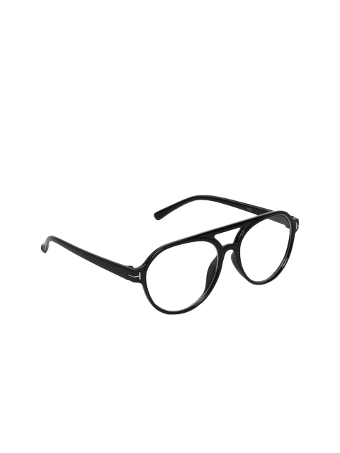 

CRIBA Unisex Clear Lens & Black Aviator Sunglasses with UV Protected Lens