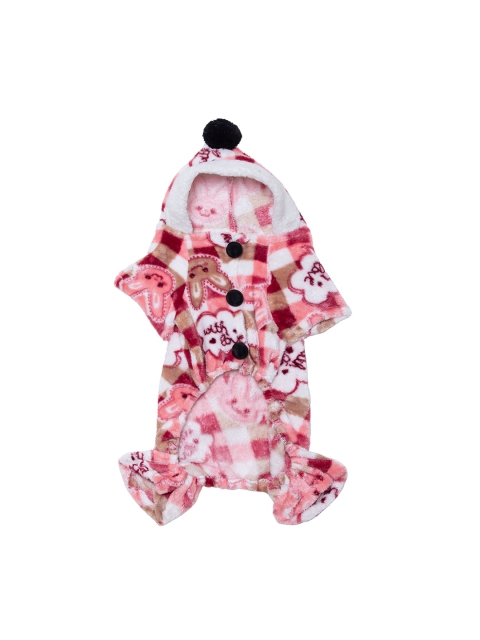 

Lulala Pink Self Design Fur Jumpsuit Hoodie Dog Jacket