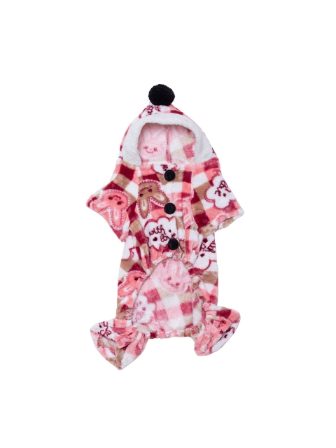 

Lulala Pink Self Design Fur Jumpsuit Hoodie Dog Jacket
