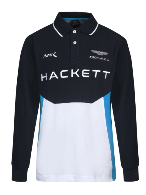 

HACKETT LONDON Boys Navy Blue & White Colourblocked Polo Collar T-shirt