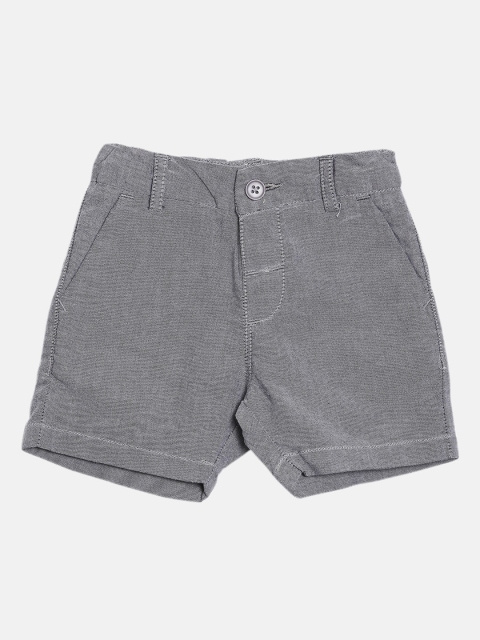 

Nuberry Boys Grey Solid Pure Cotton Mid-Rise Regular Fit Shorts