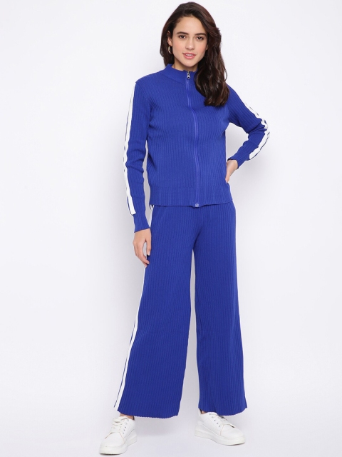 

iki chic Women Blue & White Striped Top with Pyjamas