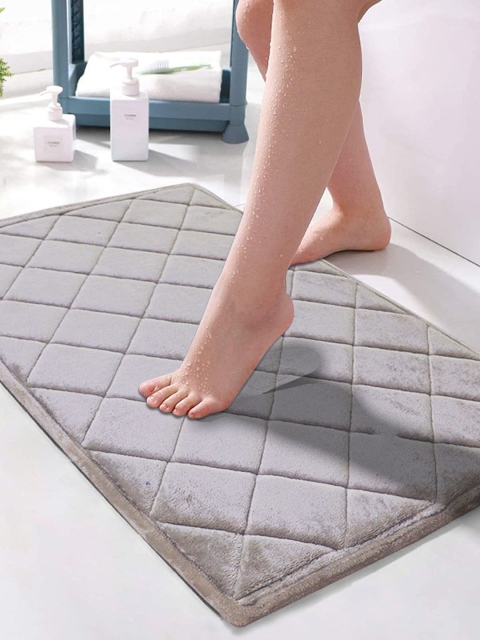 

BIANCA Grey Memory Foam Floor Rug With Anti-Slip Latex Backing