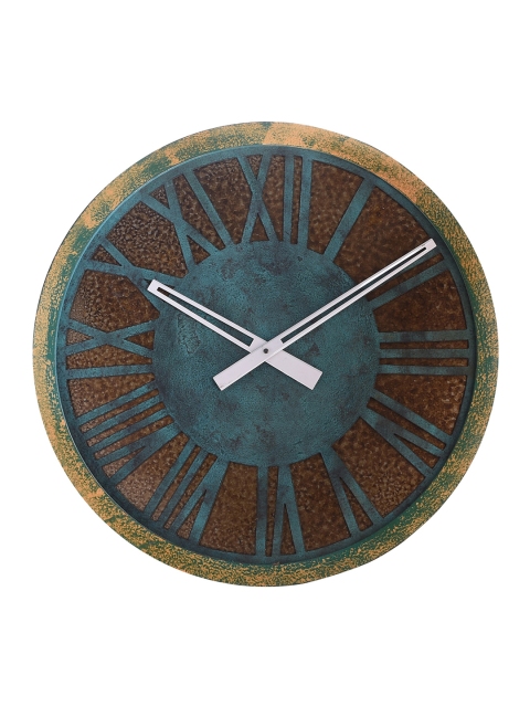 

eCraftIndia Blue & Brown Dial Handcrafted Wooden 45 cm Analogue Wall Clock
