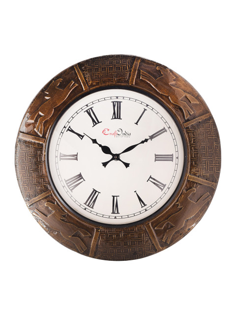 

eCraftIndia White Dial Handcrafted Wooden 45 cm Analogue Wall Clock