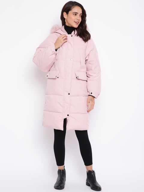 

iki chic Women Pink Longline Outdoor Parka Jacket