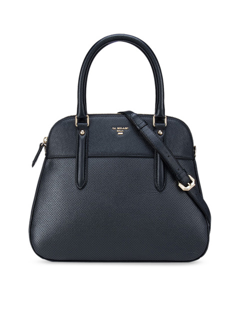 

Da Milano Black Leather Structured Handheld Bag