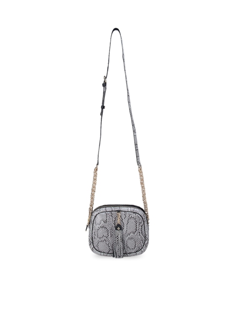 

Da Milano Grey Animal Print Leather Structured Sling Bag