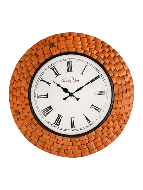 

eCraftIndia White Dial Handcrafted Wooden 45 cm Analogue Wall Clock