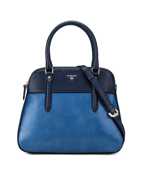 

Da Milano Blue Colourblocked Leather Structured Handheld Bag