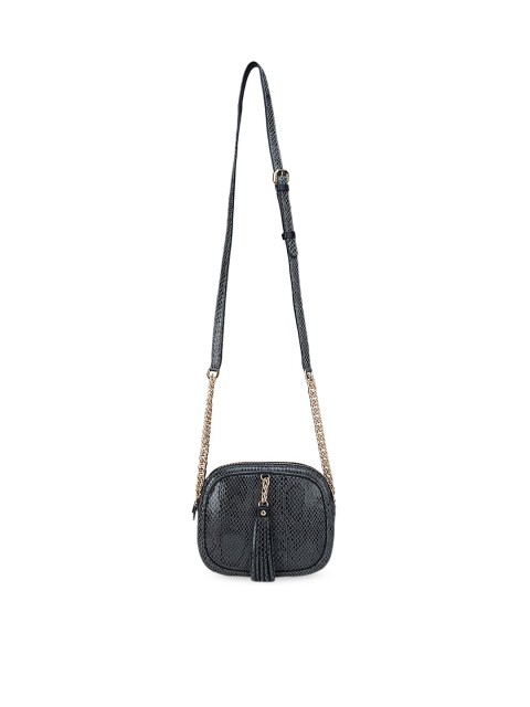 

Da Milano Black Leather Structured Sling Bag