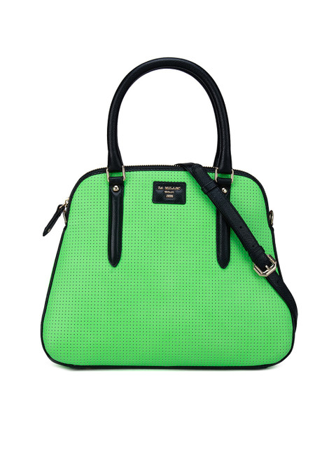 

Da Milano Green Leather Structured Handheld Bag