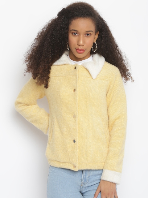 

Her Grace Women Yellow Fur Woolen Tailored Jacket