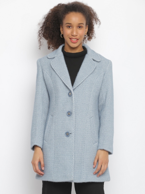 

Her Grace Women Blue & White Woollen Overcoat