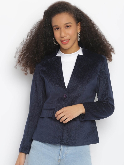 

Her Grace Women Blue Self Design Woolen Overcoat