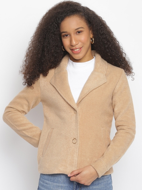 

Her Grace Women Khaki-Coloured Solid Single-Breasted Overcoat
