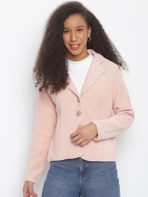 

Her Grace Women Pink Self-Design Woolen Overcoat