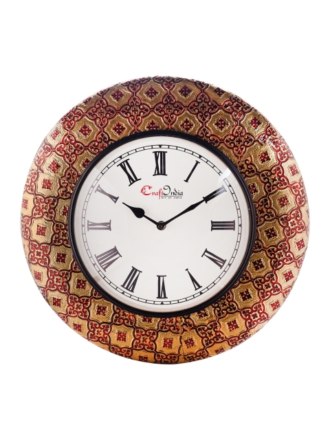 

eCraftIndia White Dial Handcrafted Wooden 40 cm Analogue Wall Clock