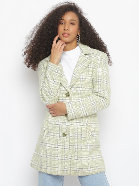 

Her Grace Women Green Checked Woolen Overcoat