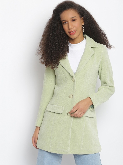 

Her Grace Women Green Solid Woolen Overcoat