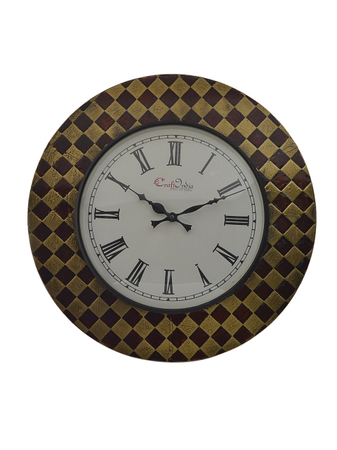 

eCraftIndia White Wooden Ethnic 45 cm Handcrafted Analogue Wall Clock