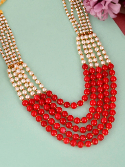 

Silvermerc Designs Unisex Gold-Plated & Red Brass Layered Necklace