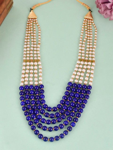

Silvermerc Designs Unisex Purple & White Brass Gold-Plated Layered Necklace