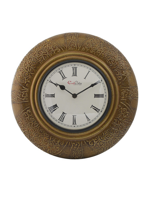 

eCraftIndia White Dial Wooden Ethnic Handcrafted 29 cm Analogue Wall Clock