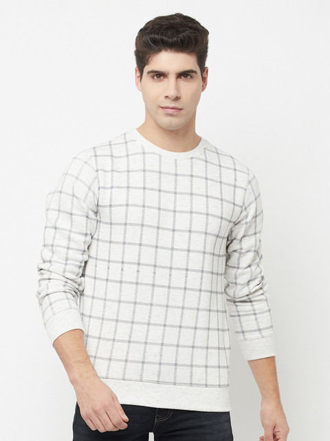 

Octave Men White Checked Sweatshirt