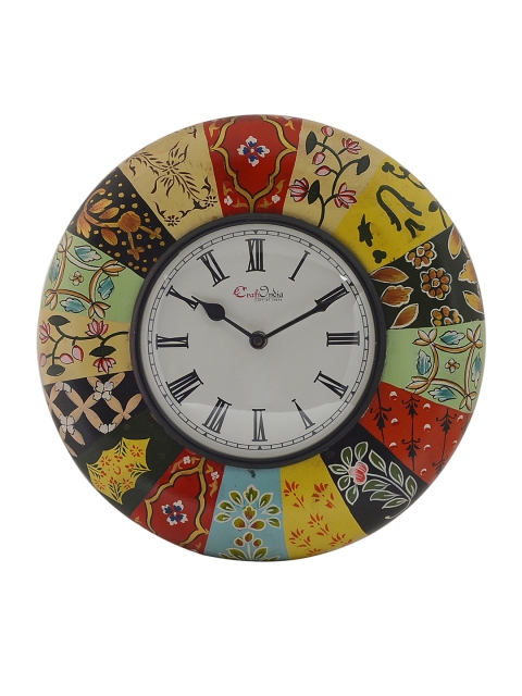 

eCraftIndia White Dial Wooden Ethnic Handcrafted 29 cm Analogue Wall Clock