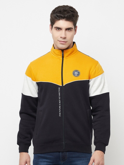 

Octave Men Mustard Yellow & Black Colourblocked Sweatshirt