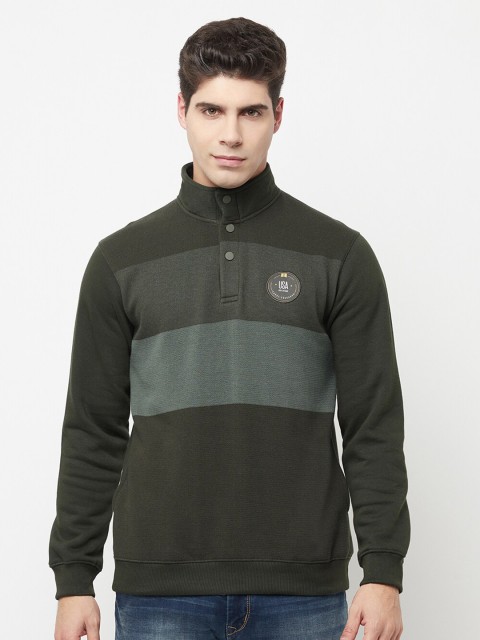 

Octave Men Olive Green Colourblocked Sweatshirt