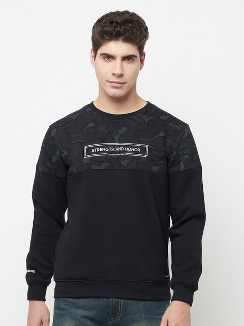 

Octave Men Navy Blue Printed Sweatshirt