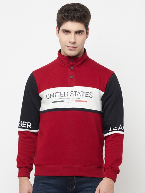 

Octave Men Maroon Colourblocked Sweatshirt